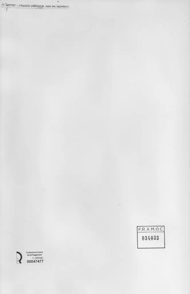 Anonimo , Mottet, Yvonne - sec. XX - Paysanne préparant le repas des vignerons , retro