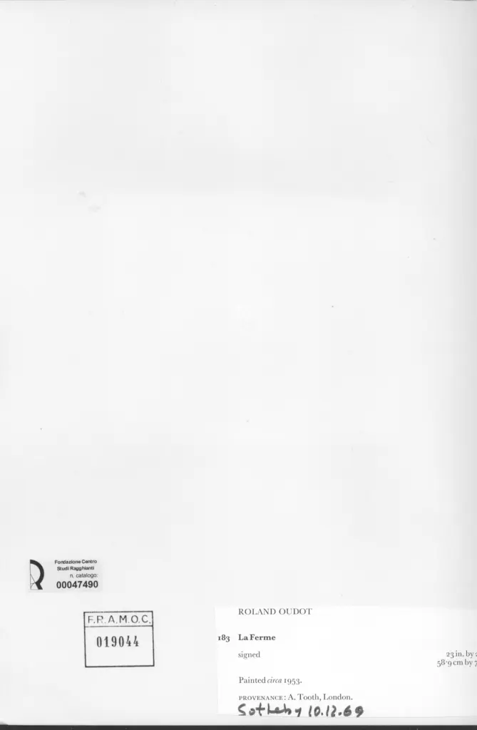 Galerie Bernheim-Jeune , Oudot, Roland - sec. XX - La ferme , retro