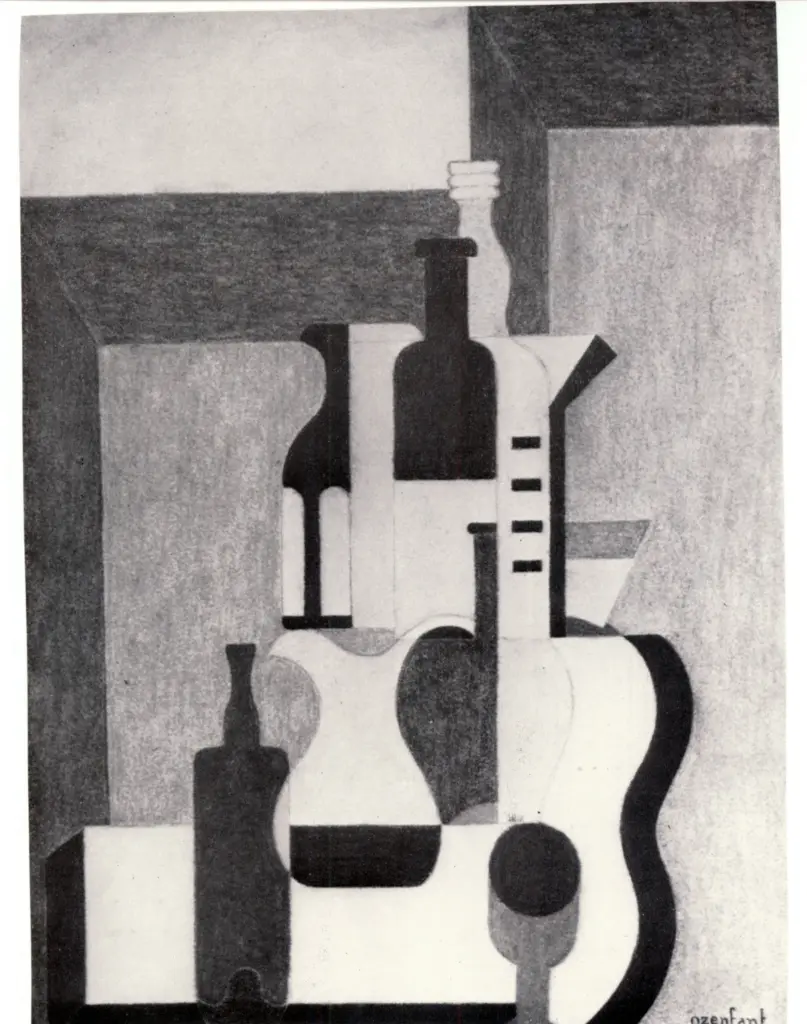 Ozenfant, Amedee , Composition aux bouteiles et guitare