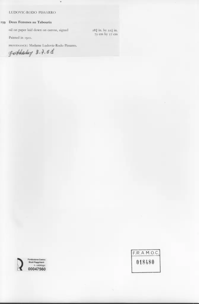 Anonimo , Pissarro, Ludovic-Rodo; sec. XX , retro