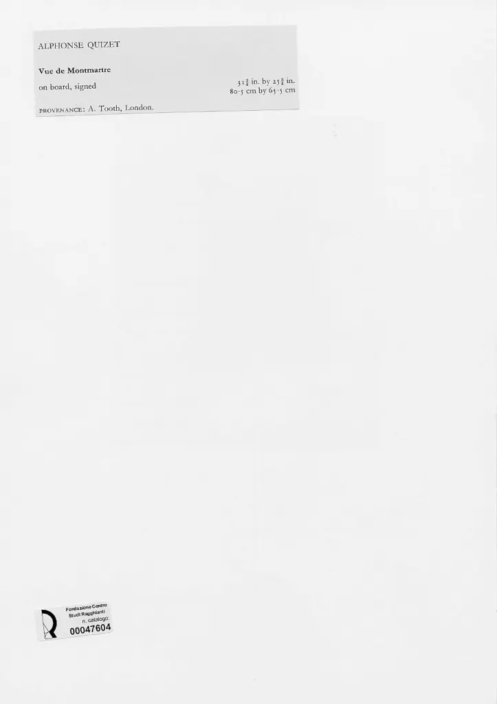 Anonimo , Quizet, Alphonse - sec. XIX/ XX - Vista su Montmartre , retro