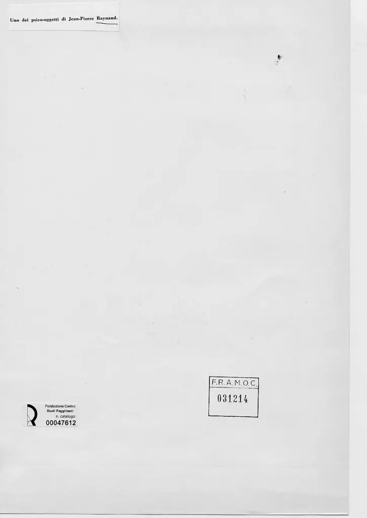 Anonimo , Raynaud, Jean-Pierre - sec. XX - Psico-oggetto , retro