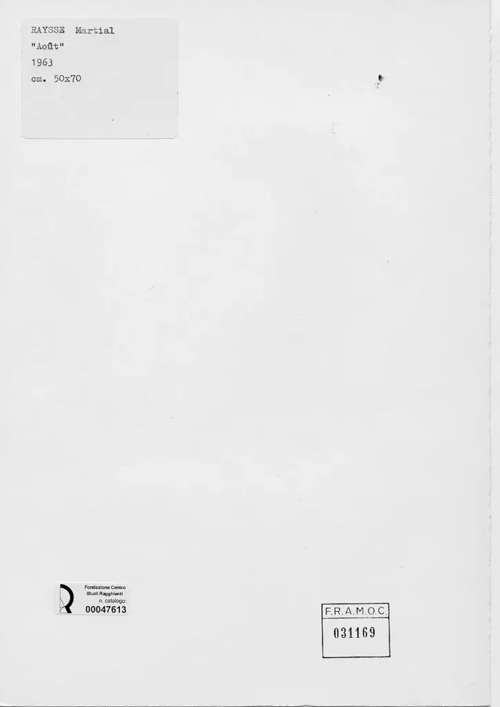 Anonimo , Raysse, Martial - sec. XX - Agosto , retro