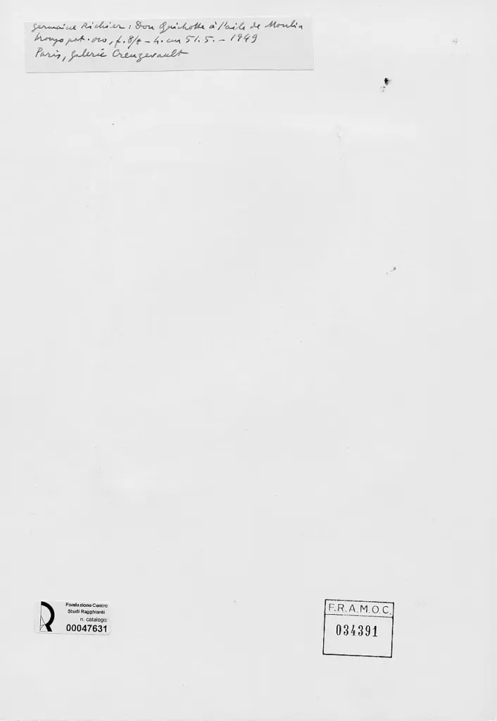 Anonimo , Richter, Germaine - sec. XX - Don Quichote e l'ala del molino , retro