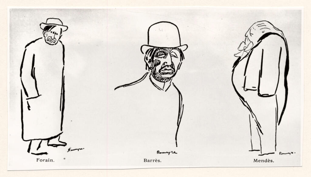 Rouveyre, Andrè , - caricature di Forain, Barrès, Mendès