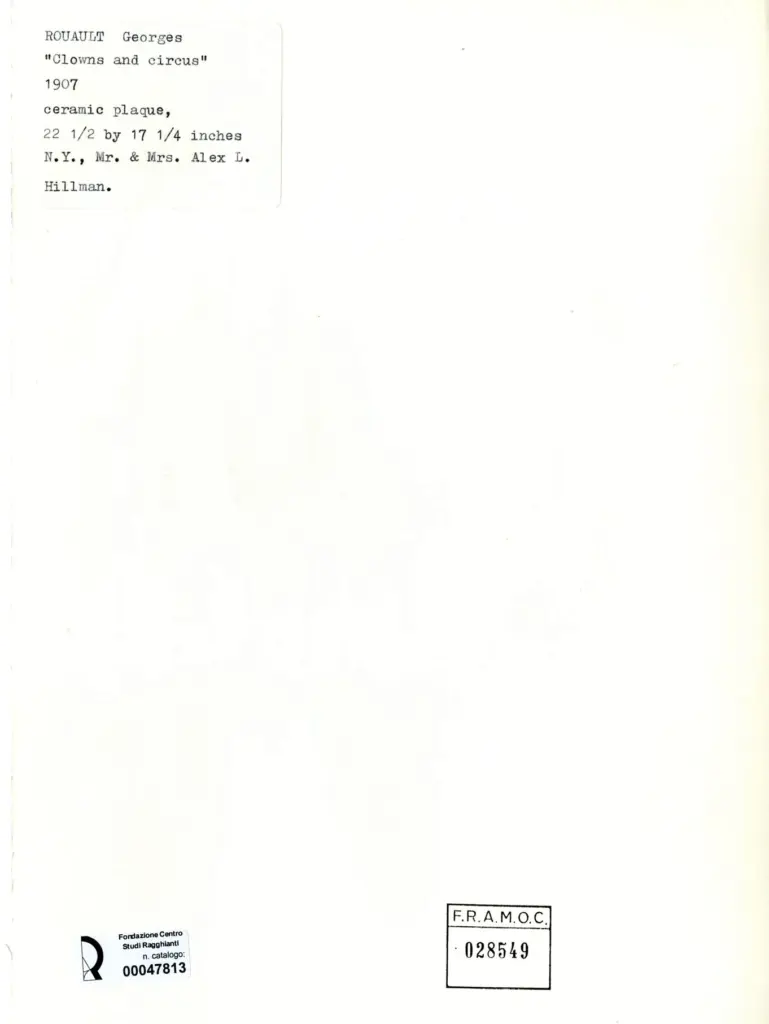 Galerie Bernheim-Jeune , Rouault, Georges - sec. XX - I clown e il circo , retro