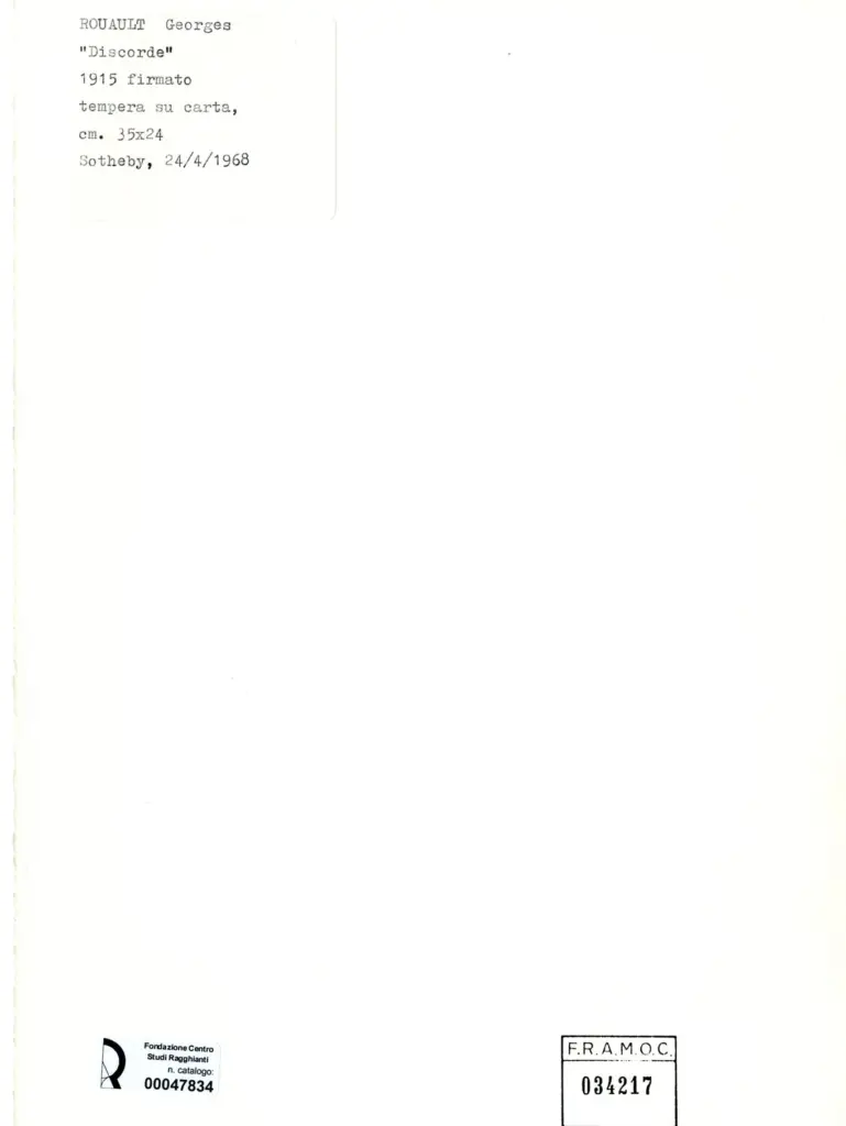 Galerie Bernheim-Jeune , Rouault, Georges - sec. XX - Discordia , retro
