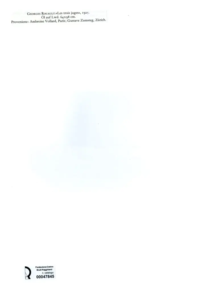 Galerie Bernheim-Jeune , Rouault, Georges - sec. XX - I tre giudici , retro
