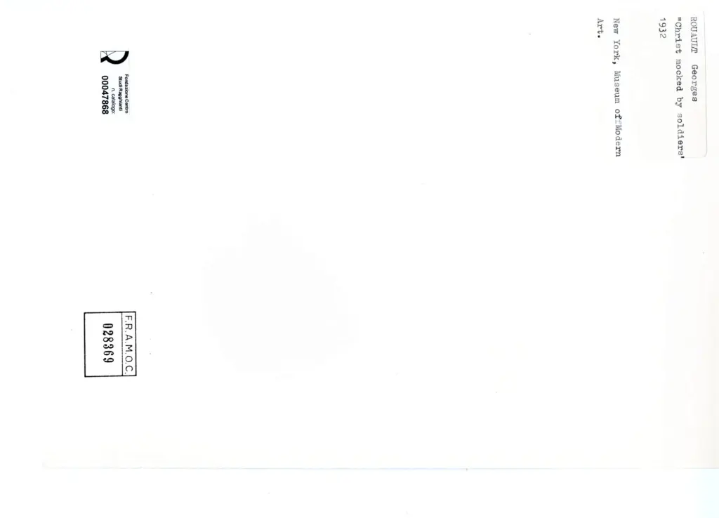 Anonimo , Rouault, Georges - sec. XX - Cristo schernito dai soldati , retro