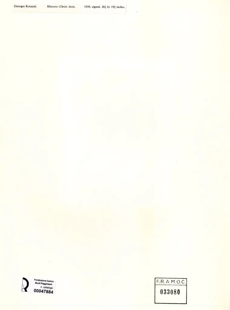 Anonimo , Rouault, Georges - sec. XX - Miserere, Cristo seduto , retro