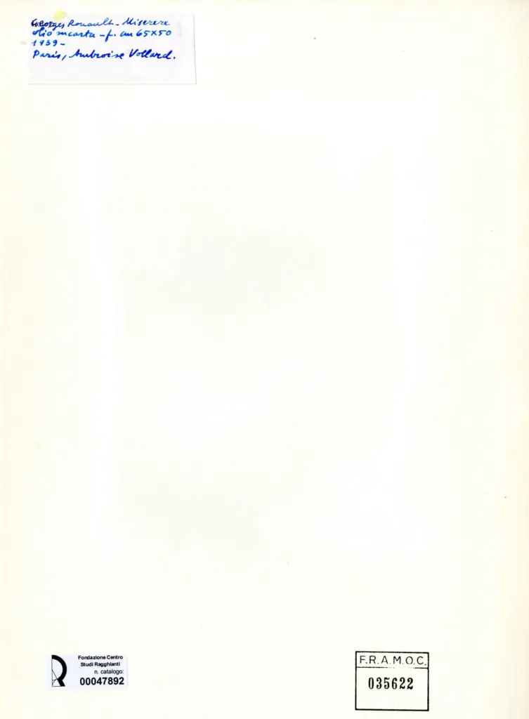 Anonimo , Rouault, Georges - sec. XX - Miserere , retro