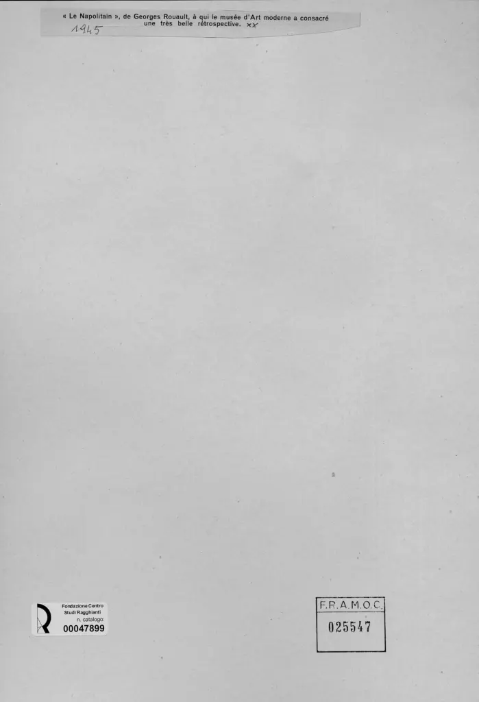 Anonimo , Rouault, Georges - sec. XX - Il Napoletano , retro