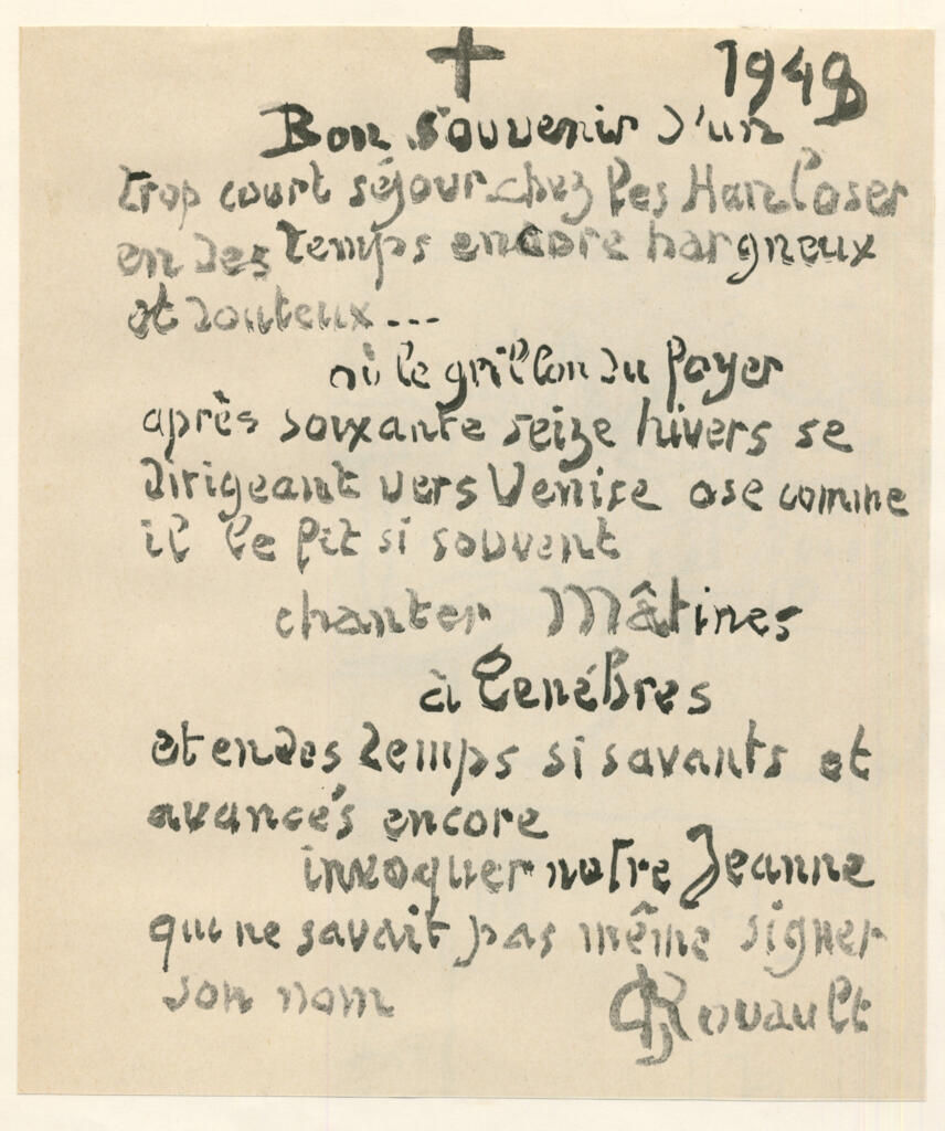 Anonimo , Rouault, Georges - sec. XX - Introduzione di "Flora" , fronte