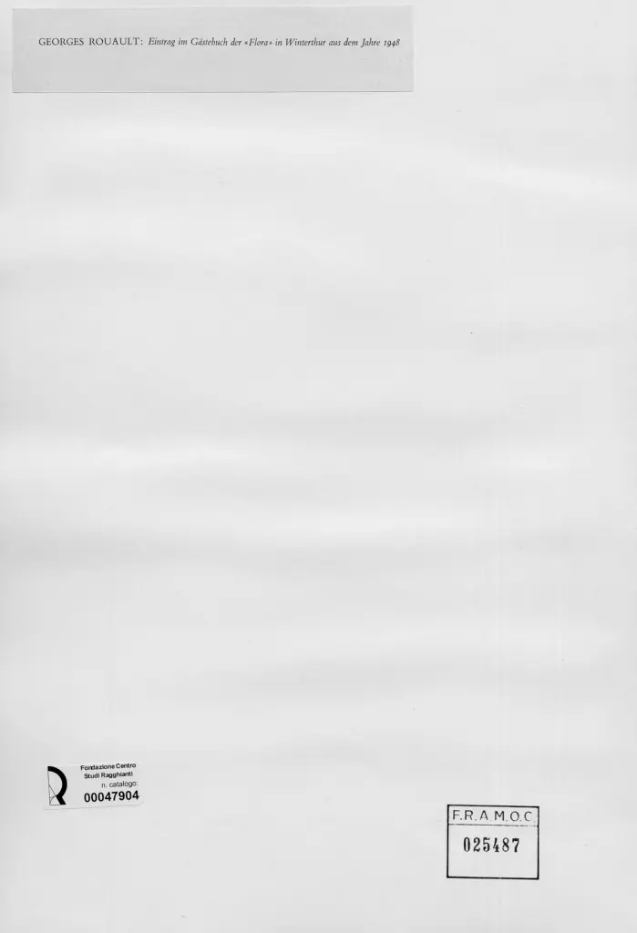 Anonimo , Rouault, Georges - sec. XX - Introduzione di "Flora" , retro