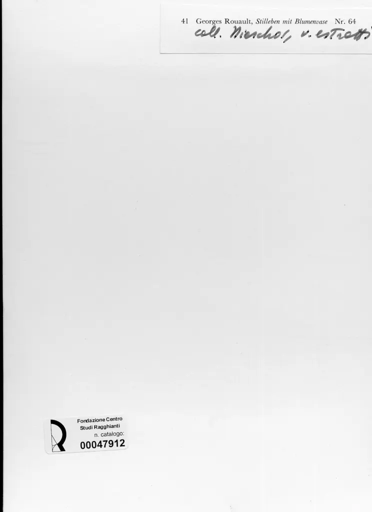 Anonimo , Rouault, Georges - sec. XX - Natura morta con vaso di fiori , retro