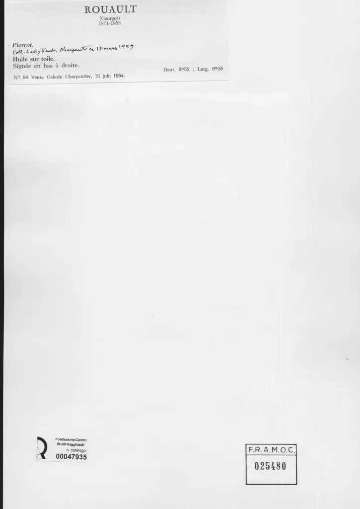 Anonimo , Rouault, Georges - sec. XX - Pierrot , retro