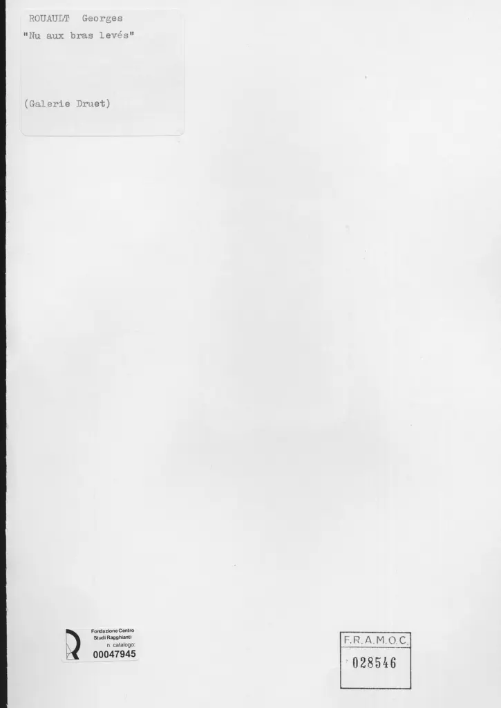 Anonimo , Rouault, Georges - sec. XX - Nudo con le braccia alzate , retro