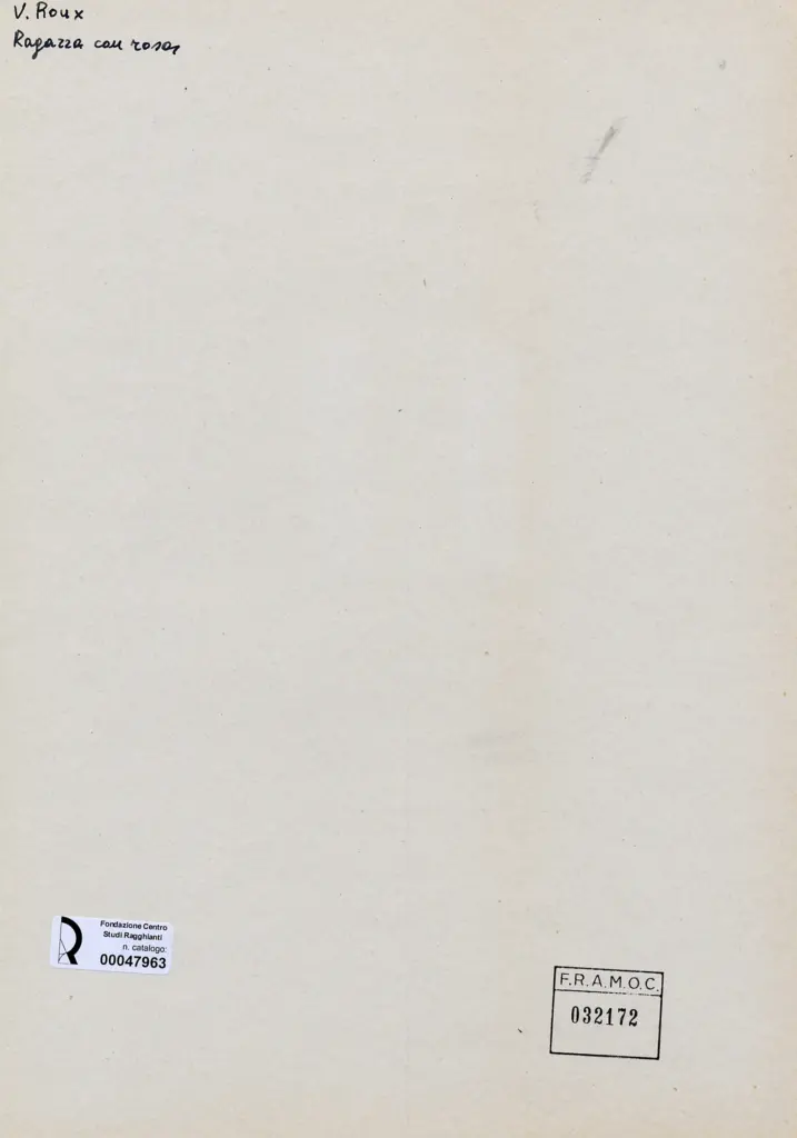 Anonimo , Roux, Vincent - sec. XX - Ragazza con rosa , retro