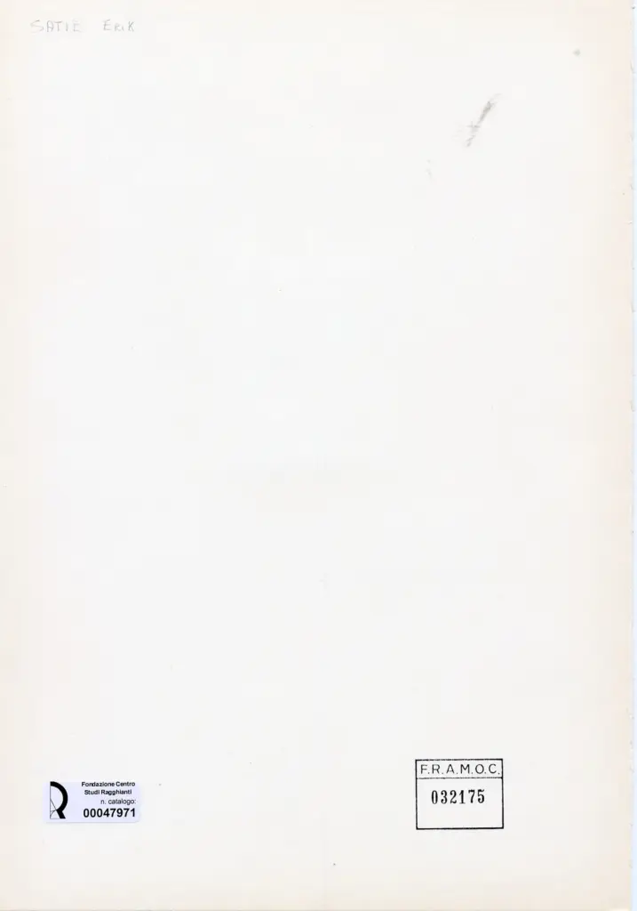 Anonimo , Satie, Erik - sec. XIX/ XX - Ritratto d'uomo , retro