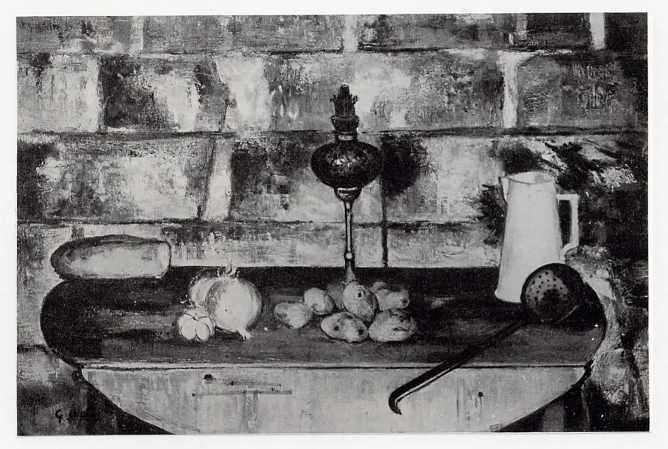 Anonimo , Sebire, Gaston - sec. XX - Natura morta con lampada , fronte