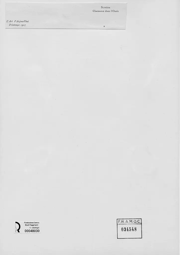 Anonimo , Sureda, Andr&eacute; - sec. XIX/ XX - Camelli dentro all'Oasi , retro