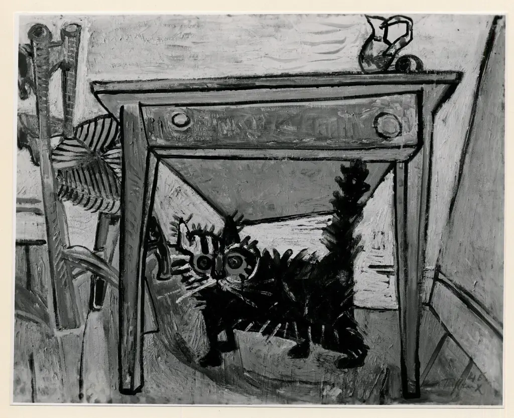 Anonimo , Tailleux, Francis - sec. XX - Gatto sotto il tavolo , fronte