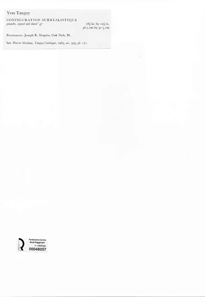Anonimo , Tanguy, Yves - sec. XX - Configurazione surrealistica , retro
