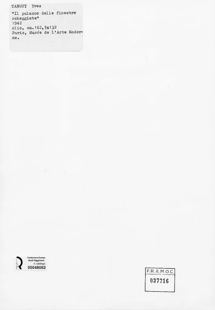 Anonimo , Tanguy, Yves - sec. XX - Il palazzo dalle finestre scheggiate , retro