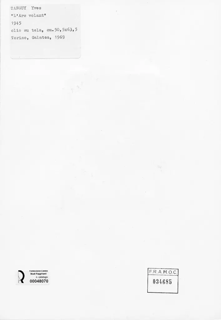 Anonimo , Tanguy, Yves - sec. XX - L'Arco volante , retro