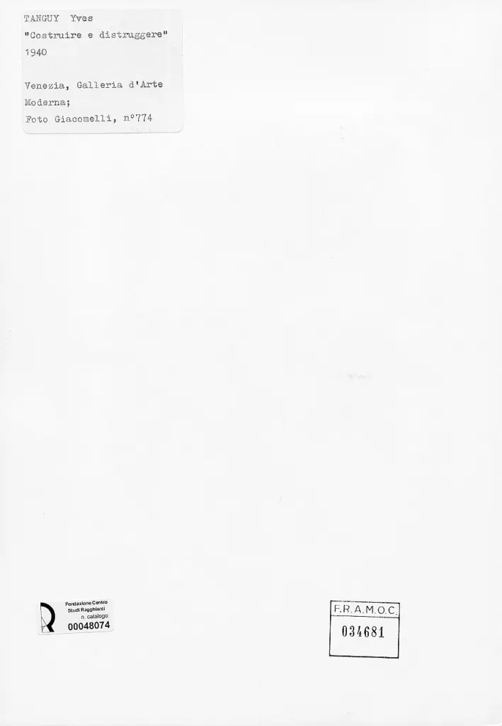 Giacomelli , Tanguy, Yves - sec. XX - Costruire e distruggere , retro