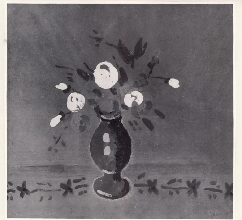 Vlaminck, Maurice , Fleurs dans un vase &agrave; pied