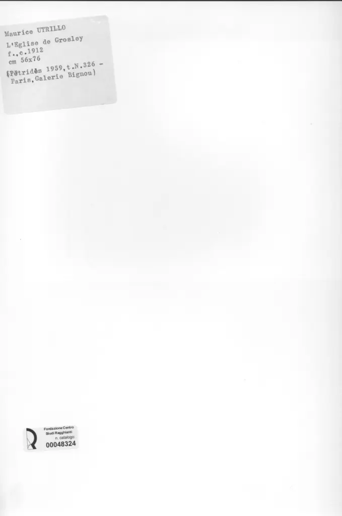 Galerie Bernheim-Jeune , Utrillo, Maurice - sec. XX - La chiesa di Grosley , retro