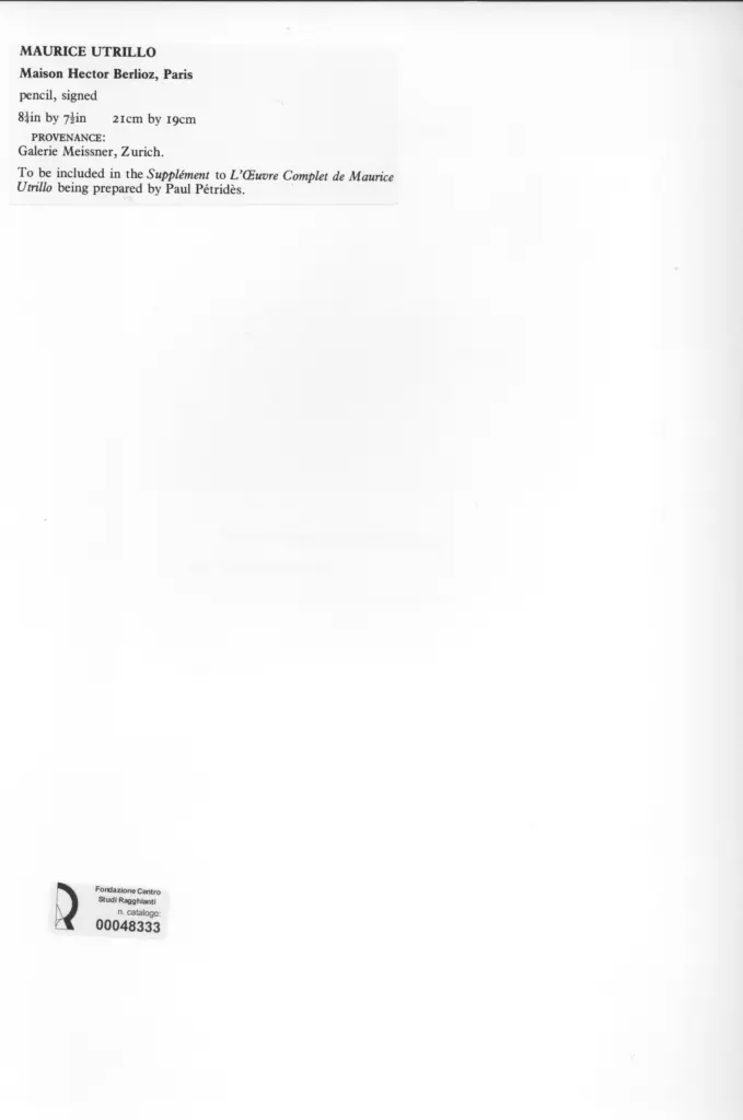Galerie Bernheim-Jeune , Utrillo, Maurice - sec. XX - Maison Hector Berlioz, Parigi , retro