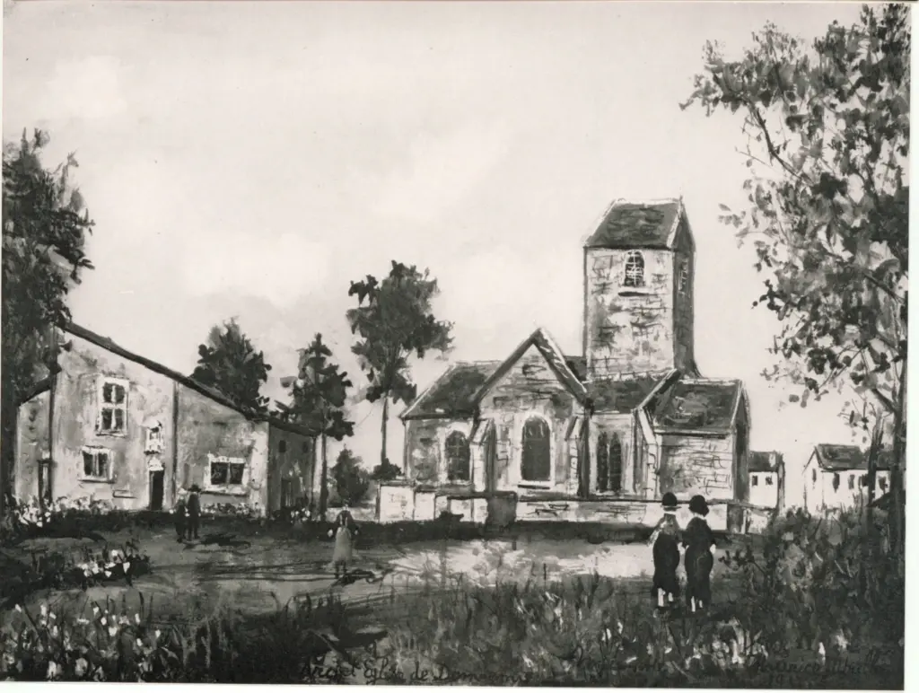 Galerie Bernheim-Jeune , Utrillo, Maurice - sec. XX - Casa natale di Giovanna d 'Arcoe Chiesa di Domremy , fronte