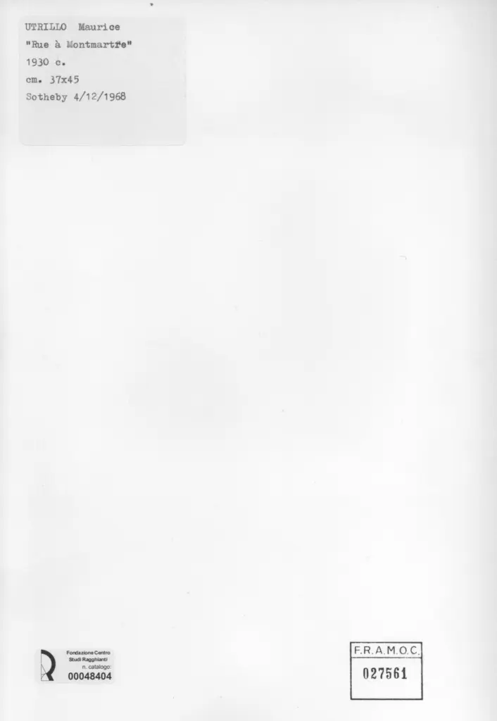 Anonimo , Utrillo, Maurice - sec. XX - Rue &agrave; Montmartre , retro