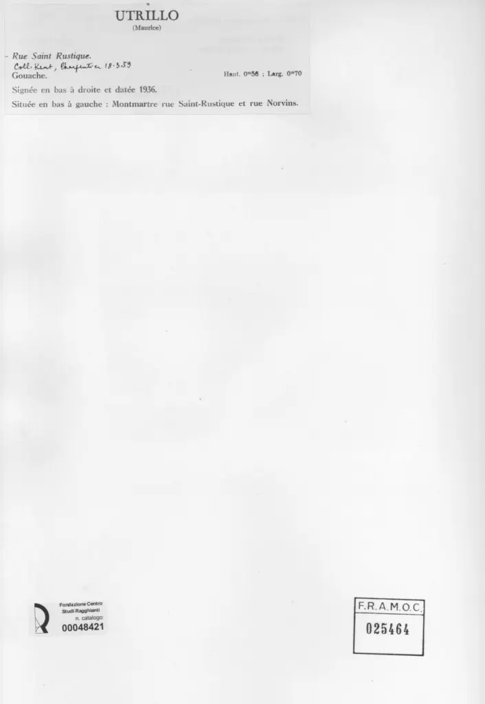 Anonimo , Utrillo, Maurice - sec. XX - Rue Saint Rustique , retro