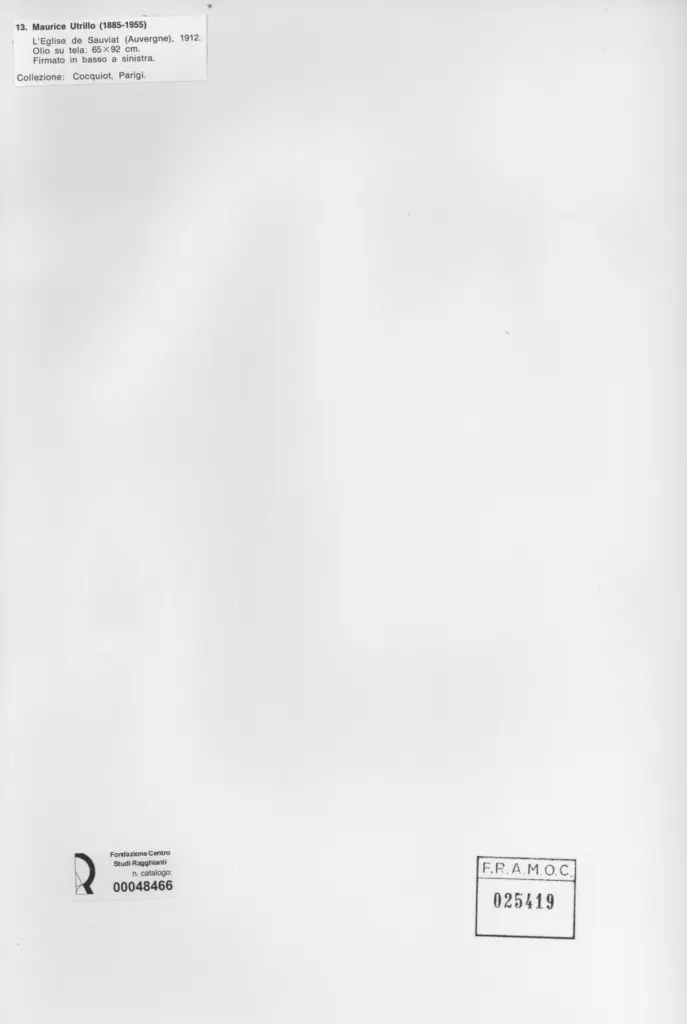 Anonimo , Utrillo, Maurice - sec. XX - L'eglise de Sauviant , retro