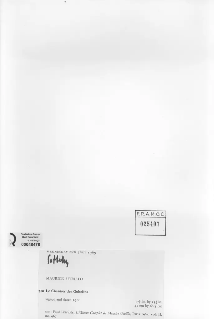 Anonimo , Utrillo, Maurice - sec. XX - Le Chantier des Gobelins , retro