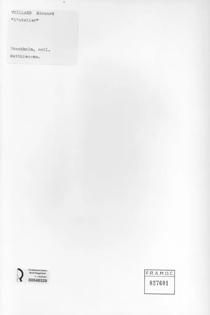 Anonimo , Vuillard, Edouard - sec. XX - L'atelier , retro