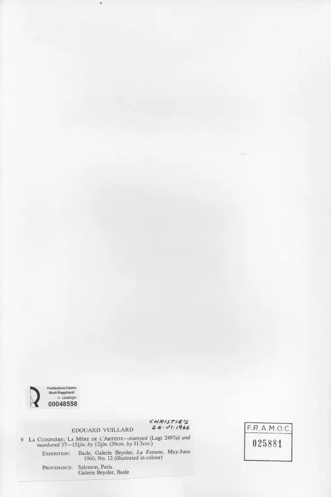 Anonimo , Vuillard, Edouard - sec. XX - La Cuisini&eacute;re , retro