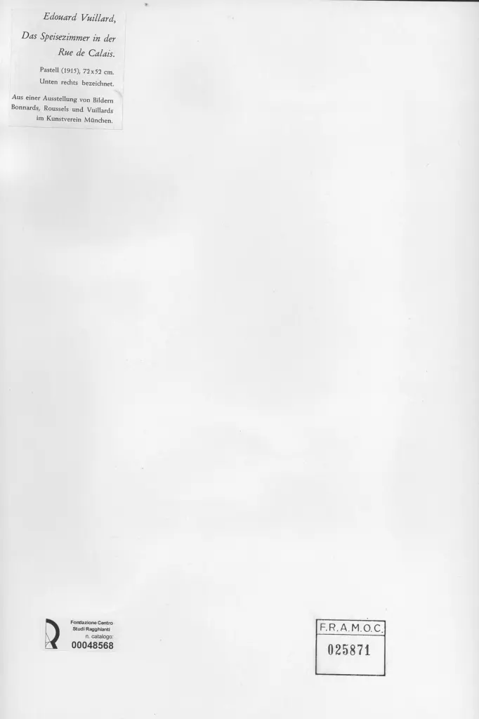 Anonimo , Vuillard, Edouard - sec. XX - Das Speisezimmer in der Due de Calais , retro