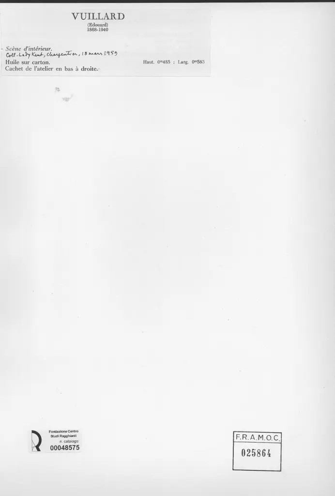 Anonimo , Vuillard, Edouard - sec. XIX/ XX - Scène d'intérieur , retro