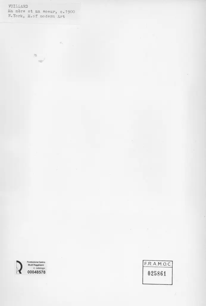 Anonimo , Vuillard, Edouard - sec. XX - Ma m&egrave;re et ma soeur , retro