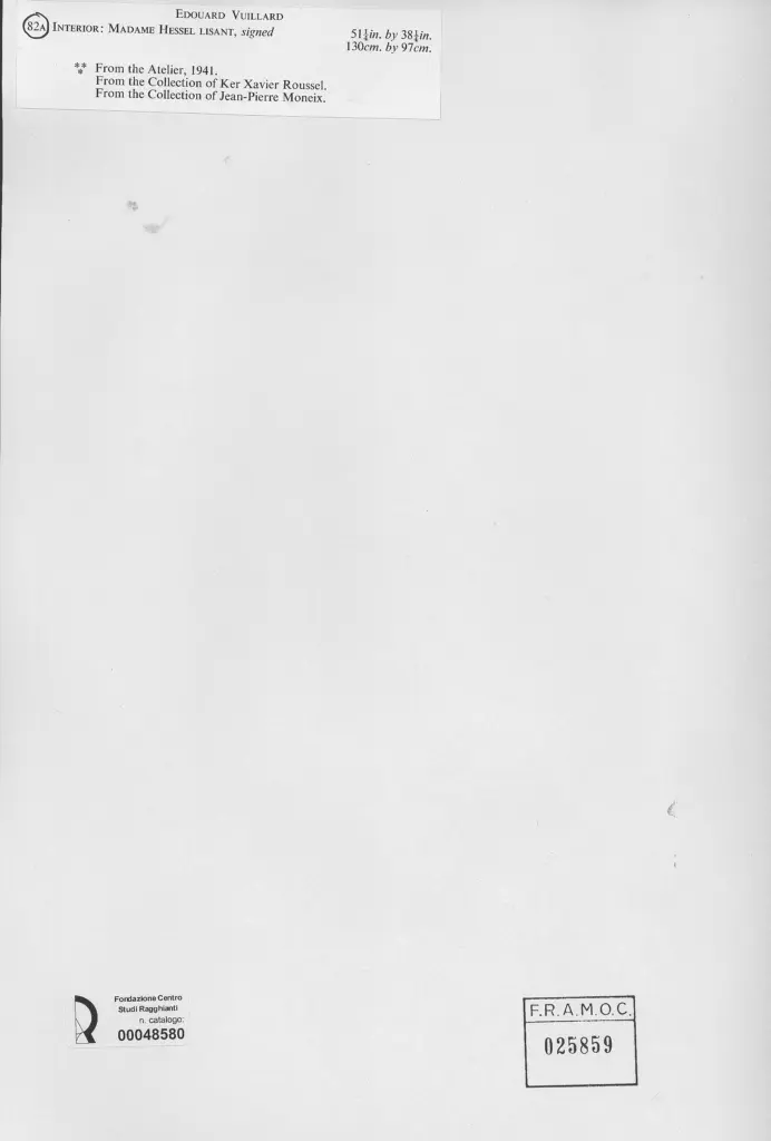 Anonimo , Vuillard, Edouard - sec. XIX/ XX - Interior: Madame Hessel lisant , retro