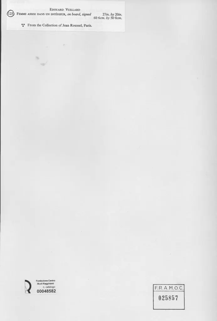 Anonimo , Vuillard, Edouard - sec. XX - Femme assise dans un int&eacute;rieur , retro