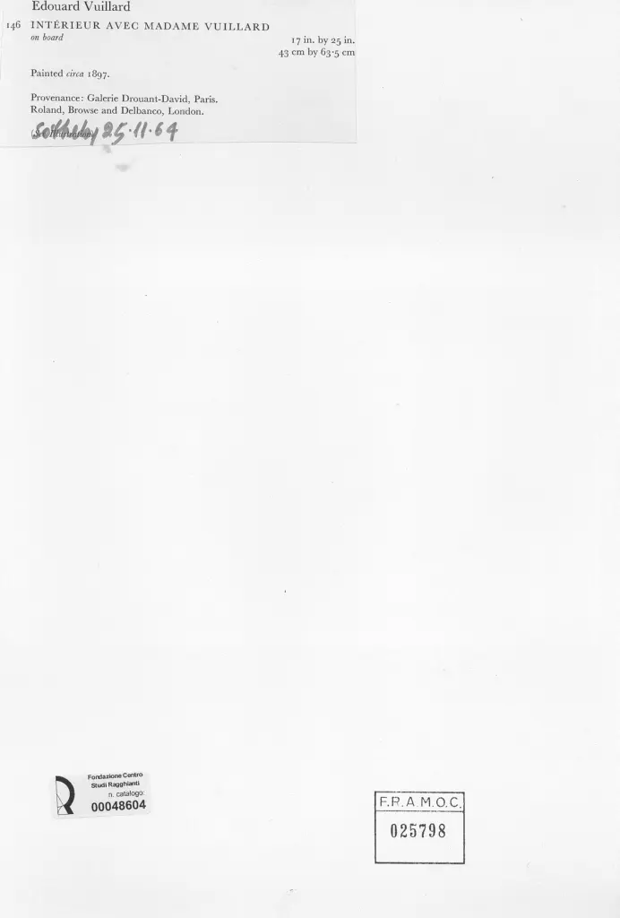 Anonimo , Vuillard, Edouard - sec. XIX - Int&eacute;rieur avec Madame Vuillard , retro