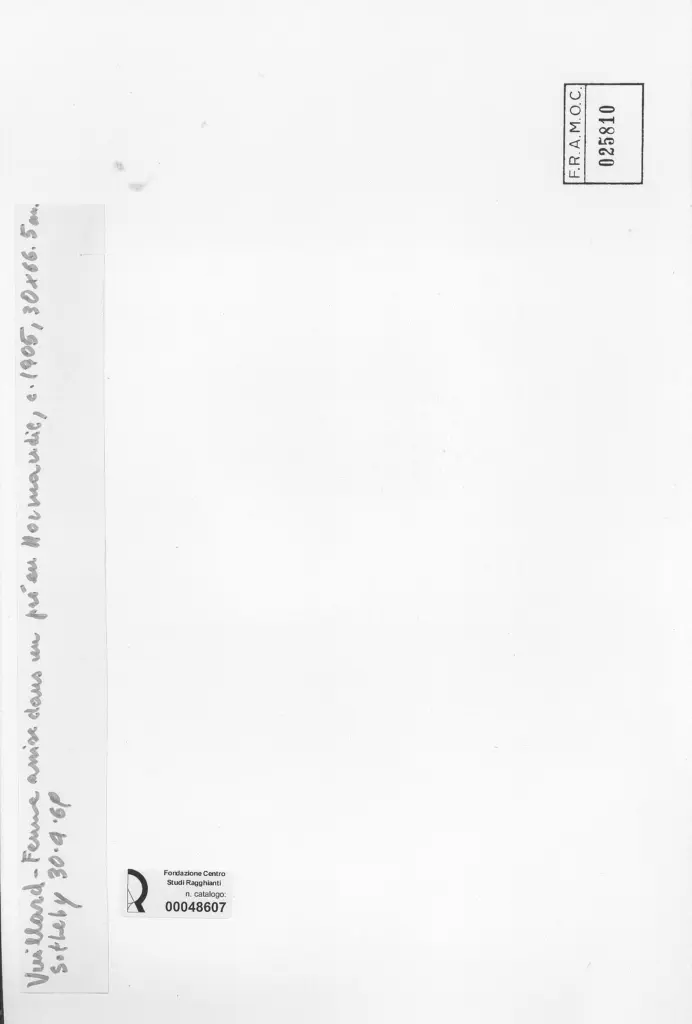 Anonimo , Vuillard, Edouard - sec. XX - Femme assise dans un pr&eacute; en Normandie , retro