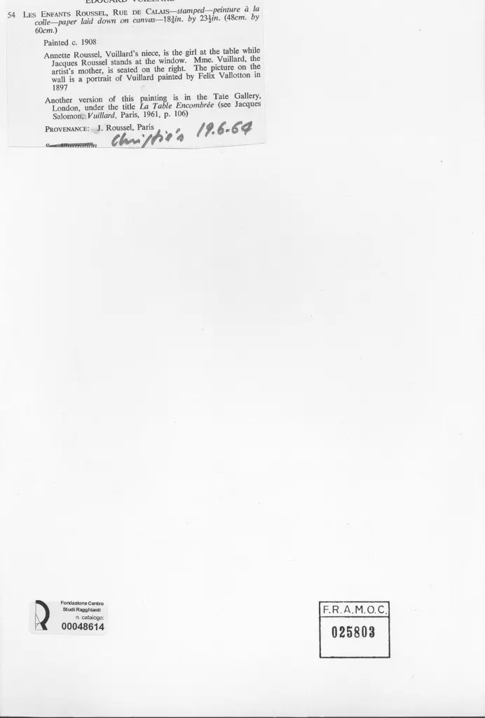 Anonimo , Vuillard, Edouard - sec. XX , retro