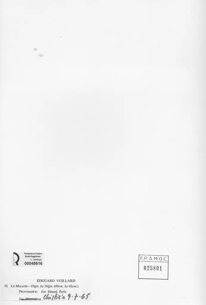 Anonimo , Vuillard, Edouard - sec. XX - Le Malade , retro