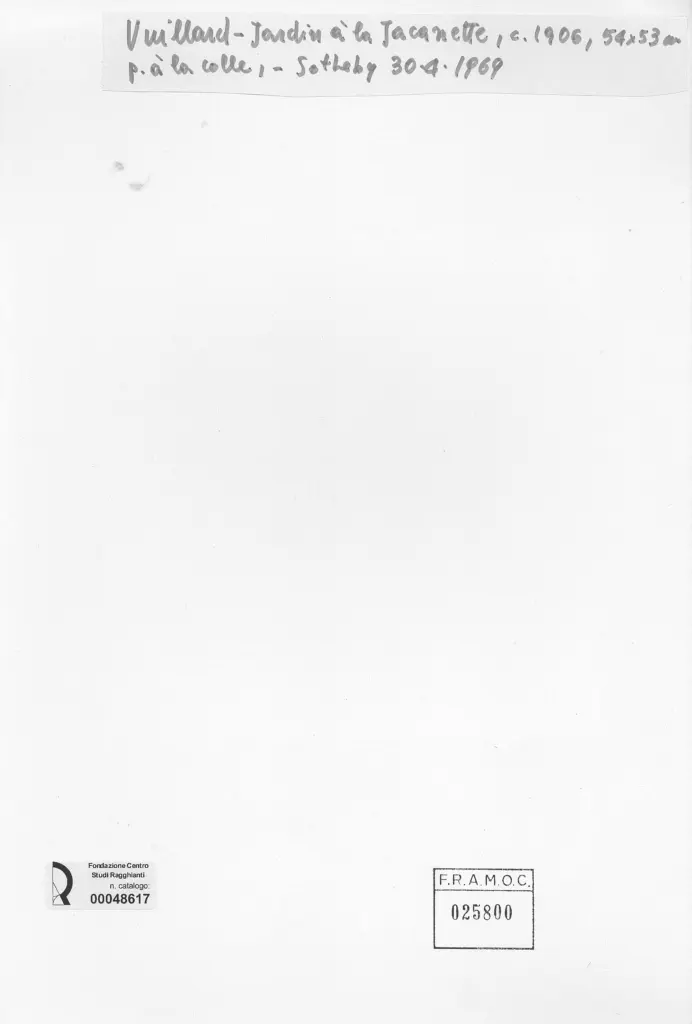 Anonimo , Vuillard, Edouard - sec. XX - Jardini &agrave; la Jacanette , retro